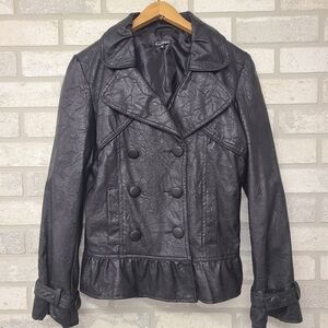 Creazioni Effeci Black Faux Leather Jacket Size Medium